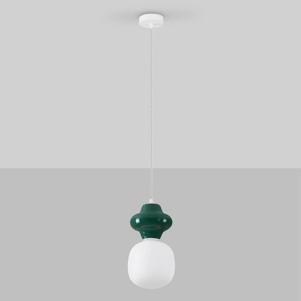 Zwisowa lampa do salonu VILROSA LE44554 z ceramiki biała ciemnozielona