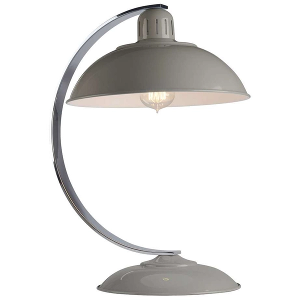 Stojąca LAMPA stołowa FRANKLIN-GREY Elstead retro LAMPKA biurkowa metalowa vintage szara