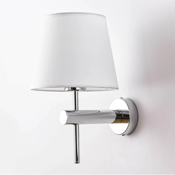 Abażurowa lampa ścienna TIVOLI LP-1133/1W CH Light Prestige metalowa oprawa kinkiet chrom biały