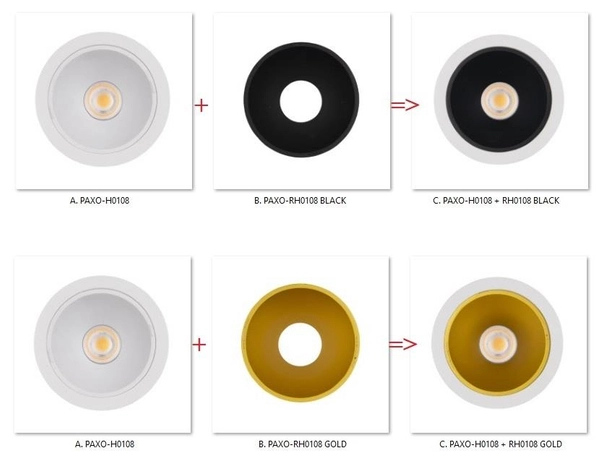 Okrągła oprawa PAXO H0108 + RH0106/H0107 GOLD Maxlight biało złote oczko LED 10W 3000K do kuchni