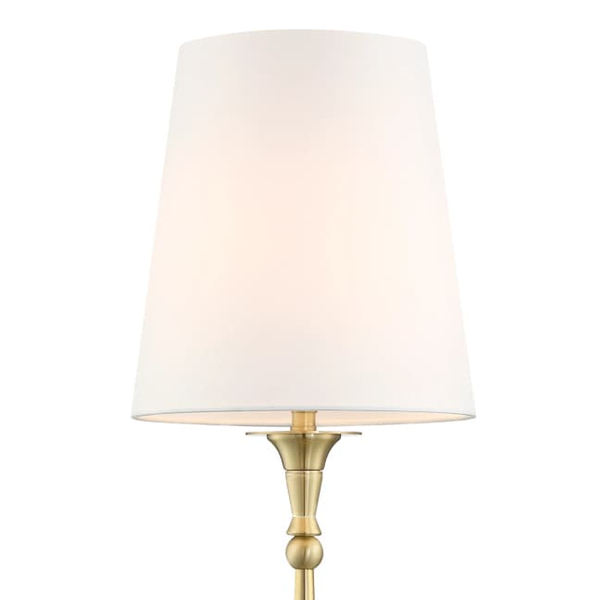 Klasyczna lampa gabinetowa Austin T01234BR-WH Cosmolight metal tkanina mosiądz biała