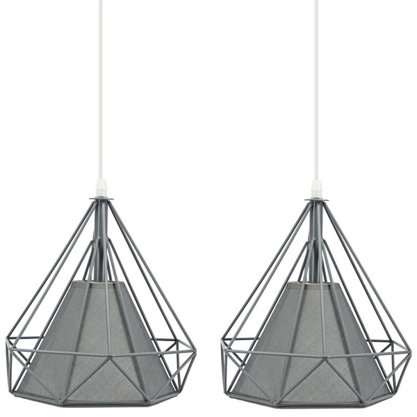 Druciana LAMPA wisząca Piramida 8803/3 ZWIS - 08 Elem loftowa OPRAWA metalowy zwis industruialny szary