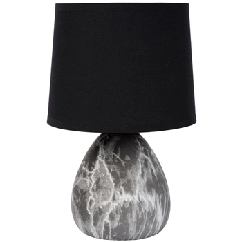 Abażurowa LAMPKA nocna MARMO 47508/81/30 Lucide stojąca LAMPA stołowa ceramiczna czarna