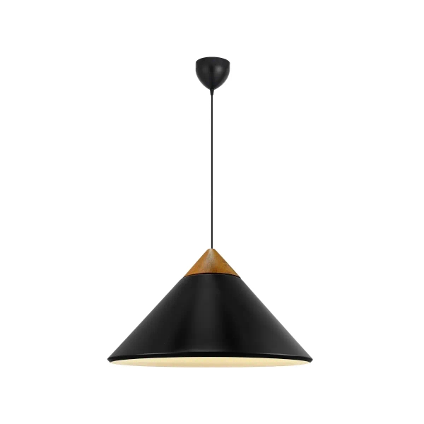 Nowoczesna wisząca lampa Kinto 2520083003 stożek drewniany czarny
