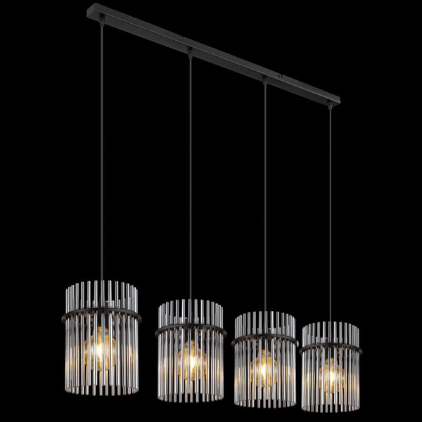 Wisząc lampa nad stół GORLEY 15698-4H szklana loft czarna przydymiona