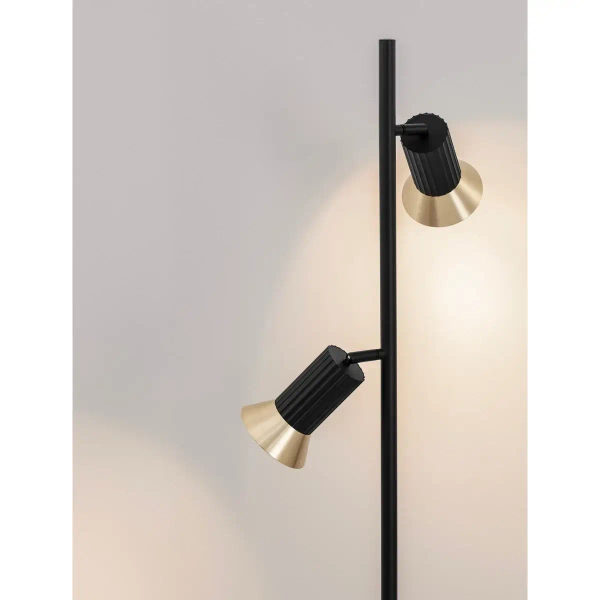 Stojąca lampa do salonu MARENZO LE45612 metalowa z wtyczką czarna złota