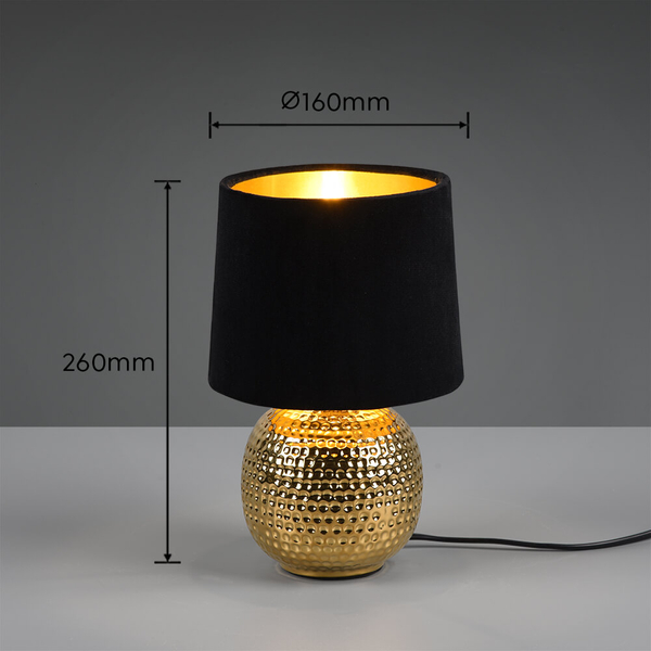 Ceramiczna lampka nocna EUDORA DL002-50821 z abażurem czarna złota