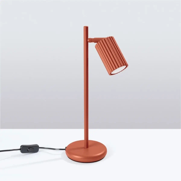 Biurkowa lampa ryflowana KARBON SL.1643 tuba z włacznikiem terakota