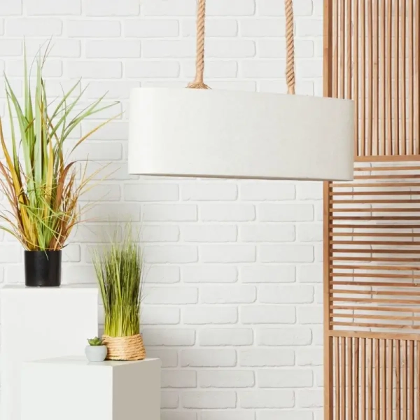 Abażurowa lampa wisząca Sailor 99195/09 nad wyspę biała brązowa