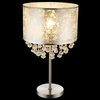 Stojąca LAMPA stołowa AMY 15188T3 Globo nocna LAMPKA abażurowa z kryształkami glamour crystal srebrna przezroczysta