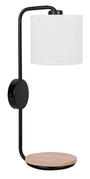 Kinkiet lampa ścienna ALPINE 21-76694 abażurowa z półką czarna biała drewno