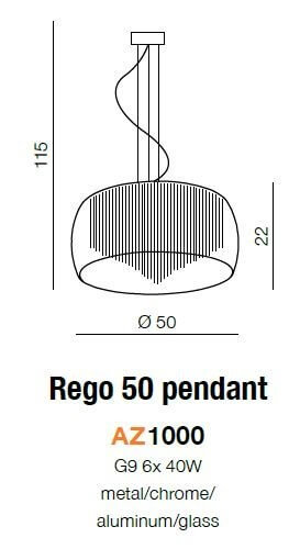Wisząca lampa pokojowa Rego okrągła glamour crystal chrom