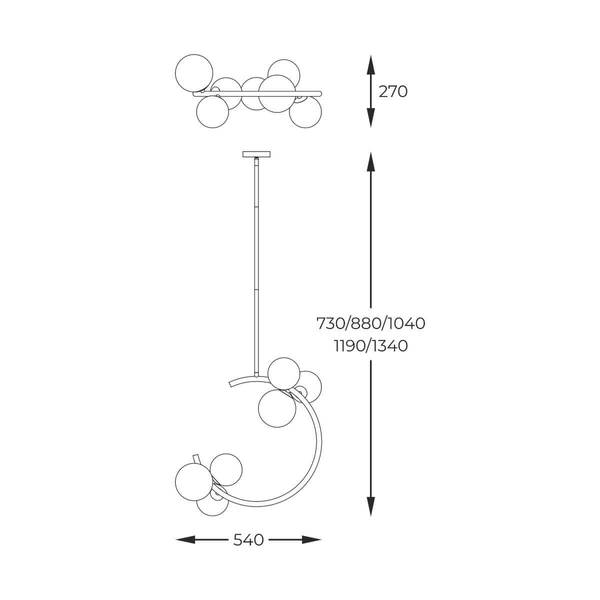 Wisząca lampa molekułowa Molecule P0454-06Q-F7AA Zumaline biały złoty