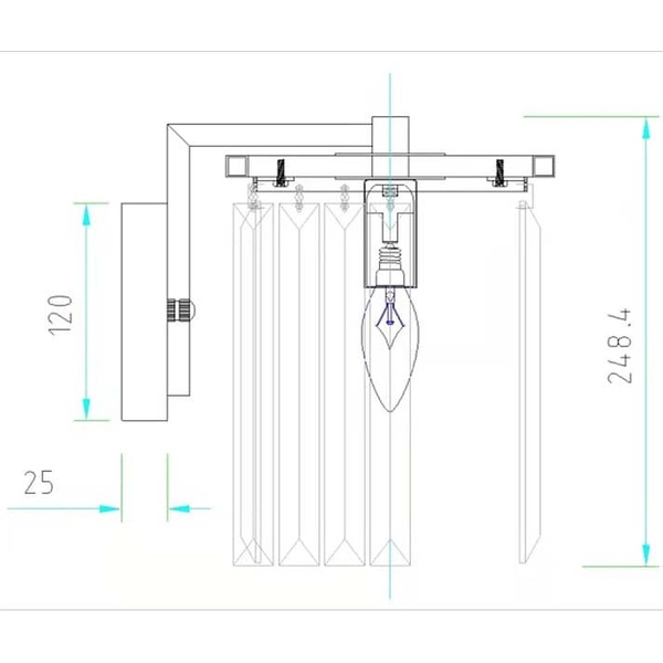 Ścienny kinkiet crystal CGASBURW do sypialni glamour chrom