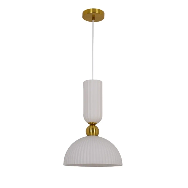 Wisząca lampa ryflowana Piega LP-939/1P L white szklana biała złota