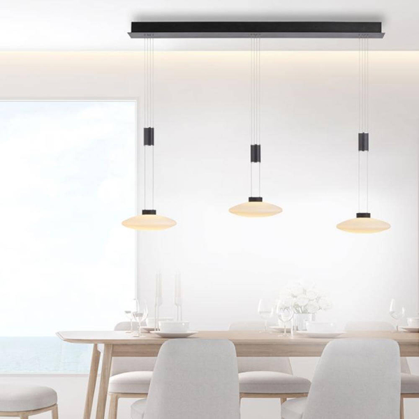 3-płomienna lampa wisząca Lautada LED 22,5W 3000K do salonu czarna