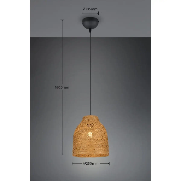 Lampa wisząca boho JOELINE R31731026 ekologiczna czarny brązowy