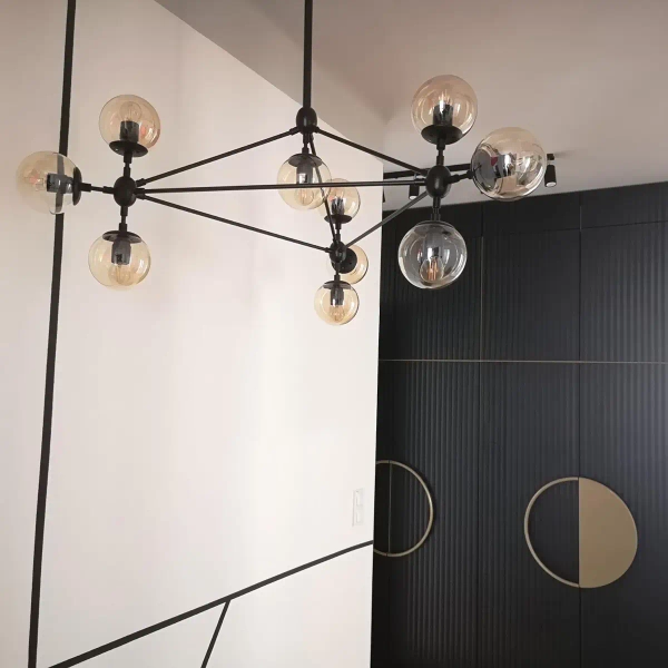 Wisząca lampa loft Astrifero ST-9047-10 transparent Step molekuły geometryczna czarna