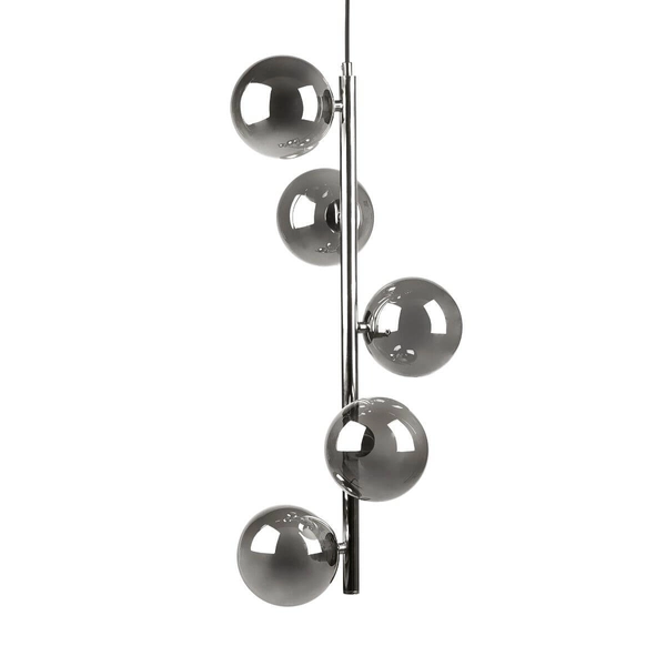 Wisząca lampa nowoczesna Luna szklane kule chrom przydymione