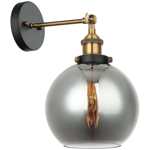 Kinkiet LAMPA ścienna CARDENA MBM-4330/1 GD+SG Italux loftowa OPRAWA szklana kula ball skandynawska przydymiona