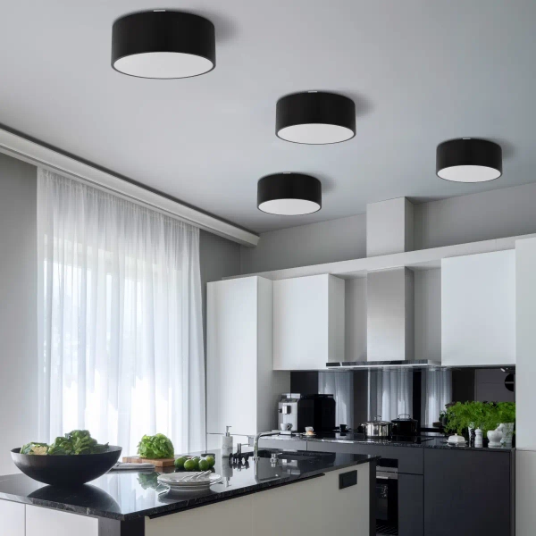 Minimalistyczny plafon tarasowy Livo 10984 okrągły IP54 czarny biały