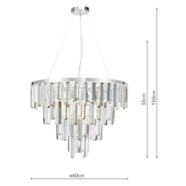 Kryształowa lampa wisząca Fuentes FUE0550 nad stół do salonu chrom