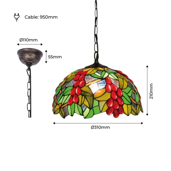 Witrażowa lampa wisząca Capolavoro ABR-LW-CAPO2 do kuchni szklana kolorowa