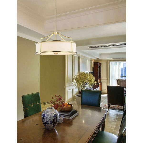 LAMPA okrągła Stanza Old Gold M Orlicki Design abażurowa OPRAWA wisząca w stylu klasycznym kremowa złota