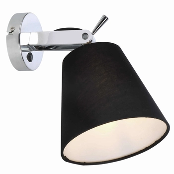 Abażurowy kinkiet Bali LP-5031/1W BK ruchoma lampa ścienna do sypialni czarny chrom