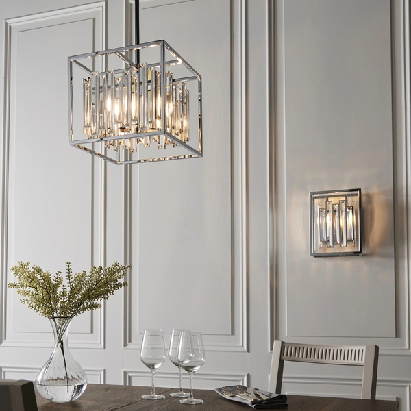 Lampa wisząca glamour Acadia 81930 Endon kryształowa crystal kwadratowa chrom