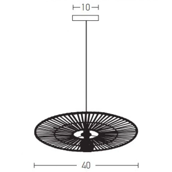 Bambusowa lampa wisząca 19105 okrągła do jadalni nad stół czarny
