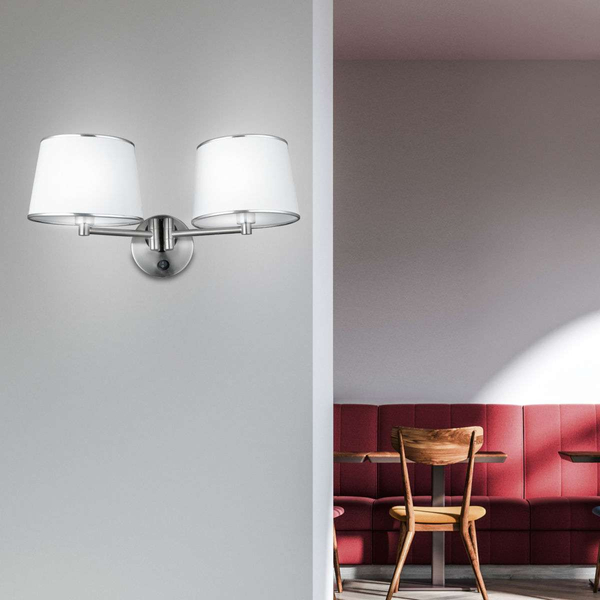 Kinkiet lampa ścienna IBIS 22-00890 metalowa abażurowa klasyczna biała