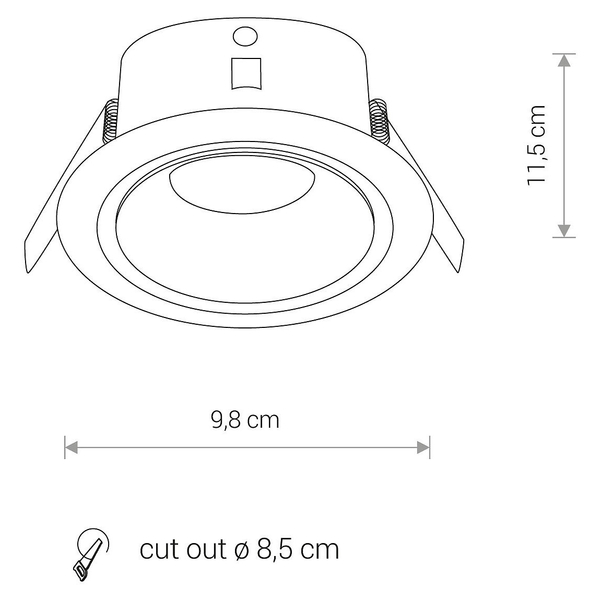 Łazienkowa lampa do zabudowy Foxtrot 8374 czarne oczko metalowe