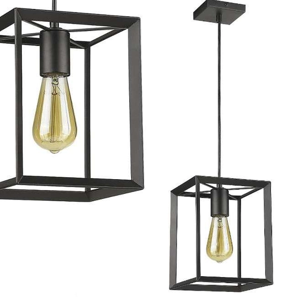 Industrialna LAMPA wisząca NAPOLI LP-4146/1P-BL Light Prestige metalowa OPRAWA loftowa ZWIS klatka frame czarna