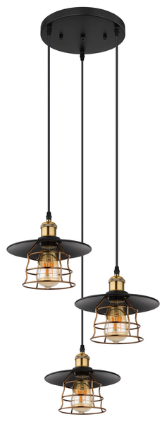 Wisząca lampa Viejo 15086-3BH retro czarna miedziana