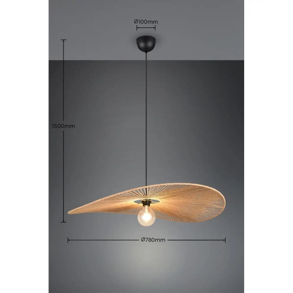 Wisząca lampa kapelusz LAURINE R36161926 ekologiczna czarny brązowy