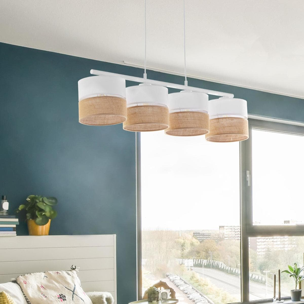 Lampa wisząca na listwie tuby Linobianco 6576 TK Lighting biała brązowa