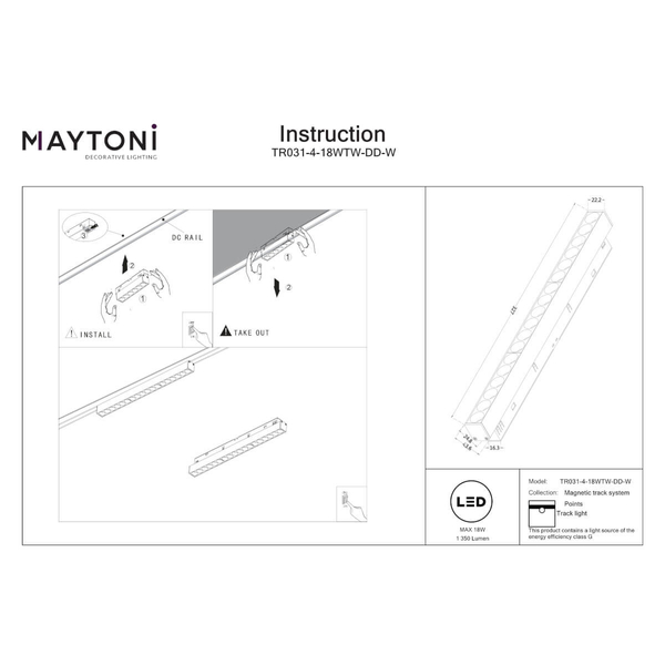 Magnetyczna lampa Points TR031-2-18W3K-W 18W 2700-6000K sufitowa biały