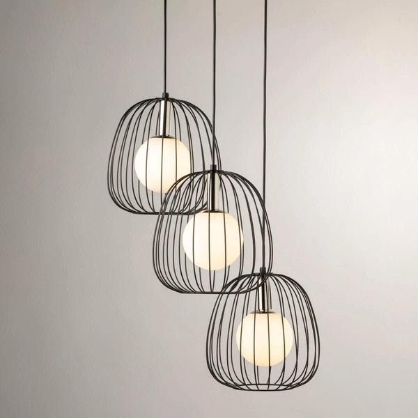 Kaskadowa lampa zwieszana Bell 40725 Sigma klatka bubbles czarna srebrna