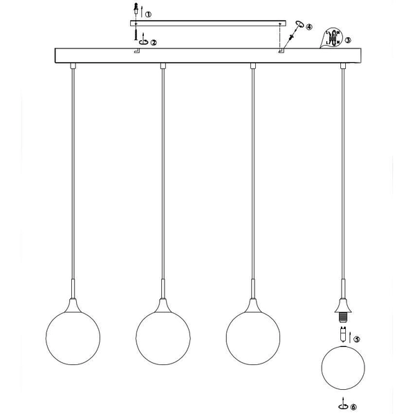 Wisząca LAMPA modernistyczna QUATTRO 107869 Markslojd loftowa OPRAWA zwis szklane kule balls nikiel białe
