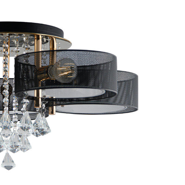 LAMPA sufitowa DRS8006/5 TR LED 300W NET Elem metalowa OPRAWA z pilotem crystal glamour złota czarna