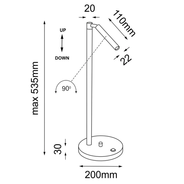 Lampka stojąca Kosame 2037 Shilo do gabinetu regulowana tuba złota
