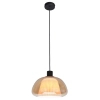 Ryflowana szklana lampa wisząca Apiro PND-84638-BK-AMB bursztynowa
