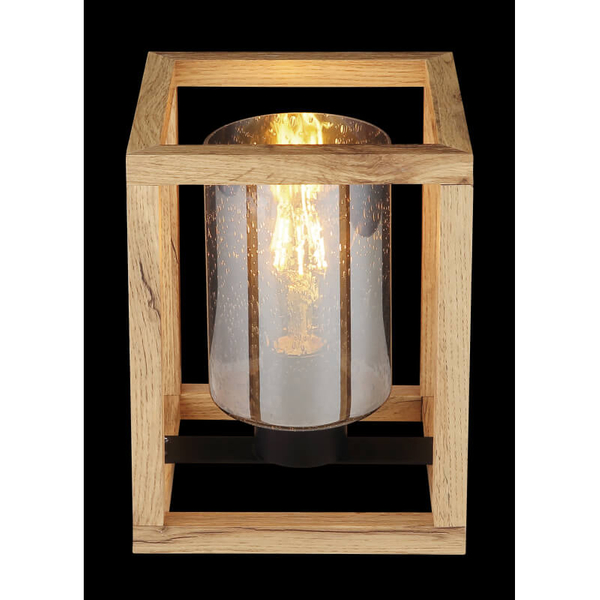 Lampa stołowa Pettey 15497T do salonu loft tubka drewniana przydymiona