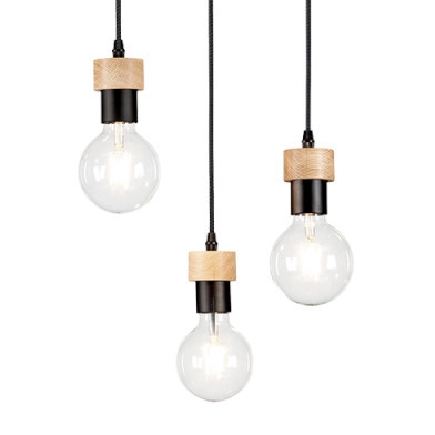 Loftowa lampa wisząca CLARTE 3271304 metalowa zwis na listwie drewno czarny