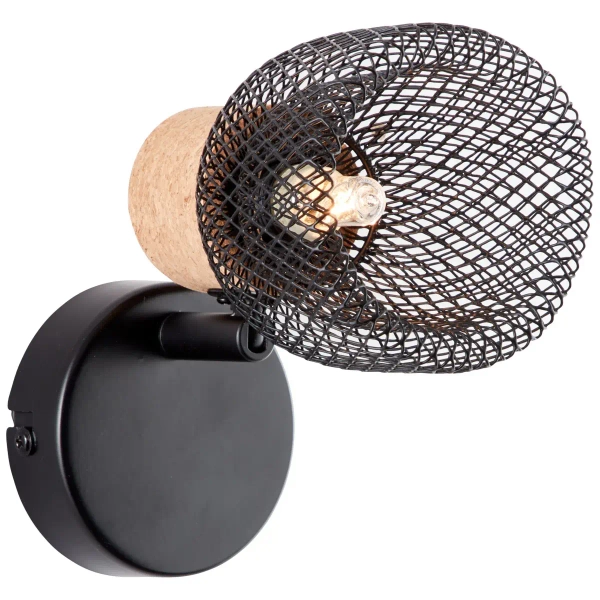 Ścienny kinkiet loftowy Flaka 82610/06 drewniana czarna