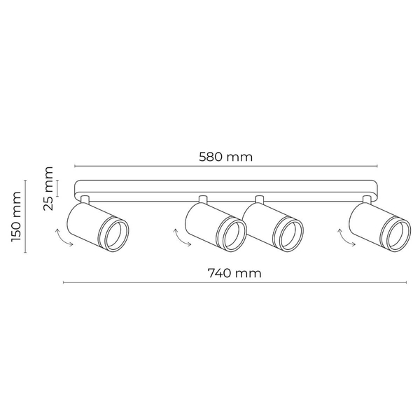 Sufitowa lampa do sypialni Jet 6916 sople z regulacją czarna
