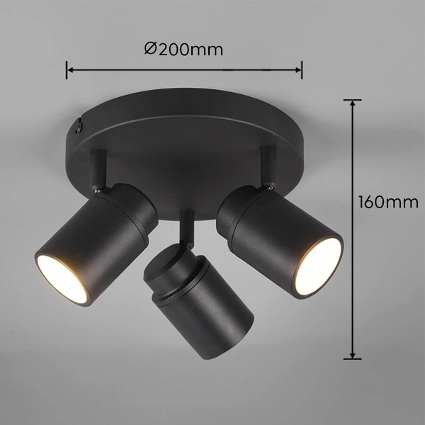 Sufitowa lampa potrójna ANGELO 880430332 IP44 tuby regulowane czarny