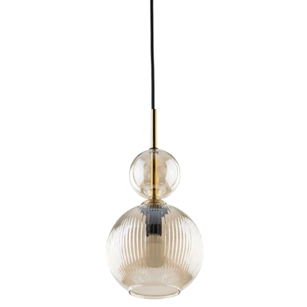Glamour zwisająca lampa Sophia Cognac 11040 ryflowana brązowy