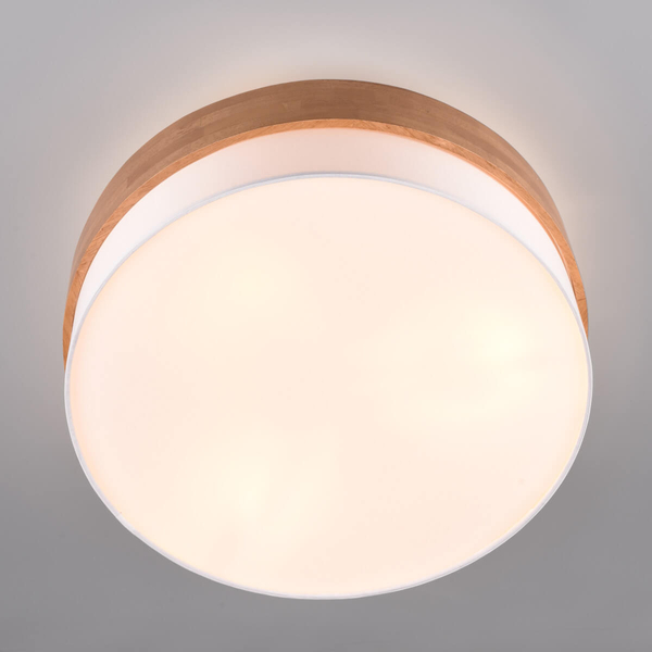 Owalna lampa nasufitowa SEASONS 611500301 Trio okrąg drewniany biały